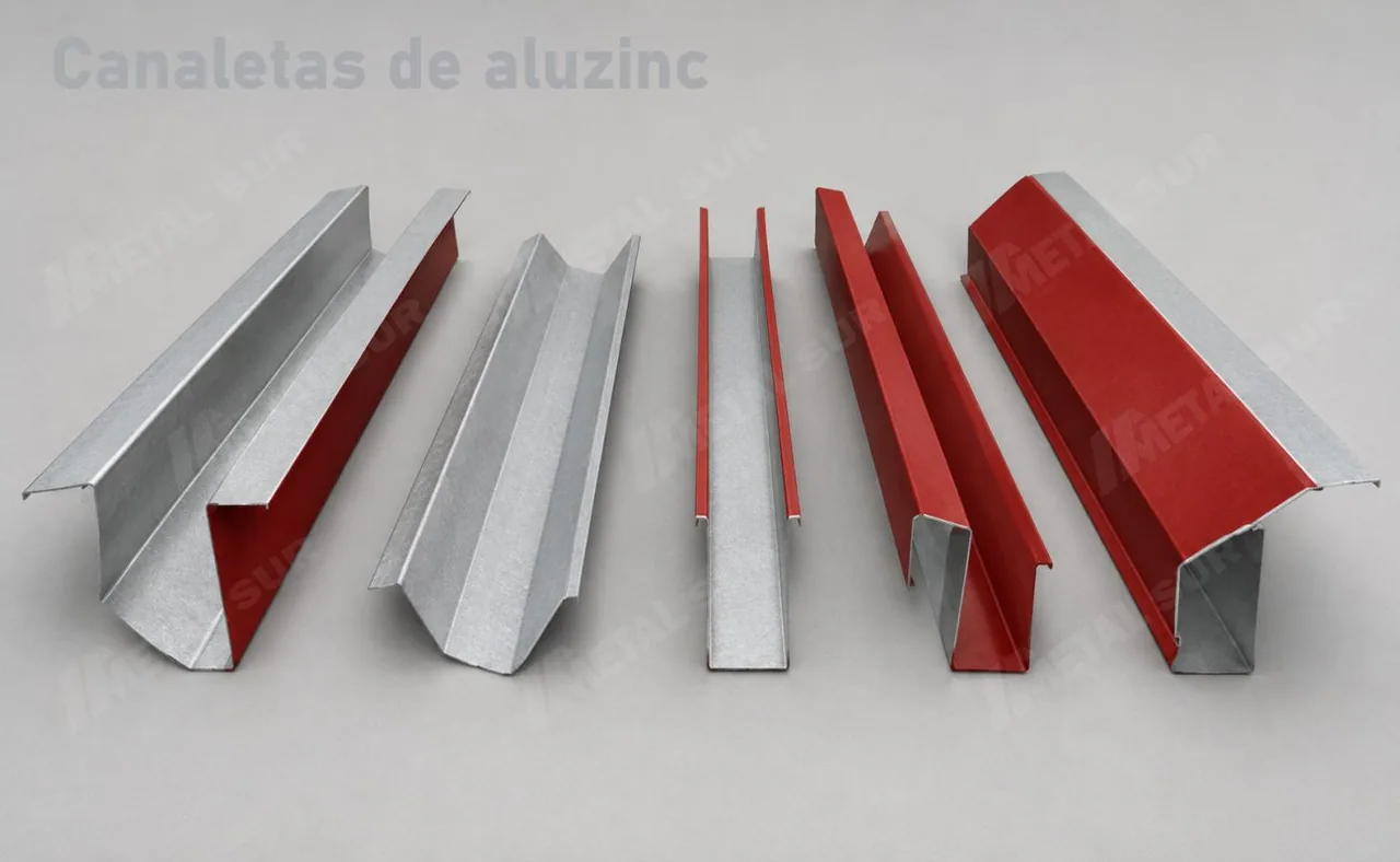 Modelos reales de canaletas de Aluzinc natural y prepintado